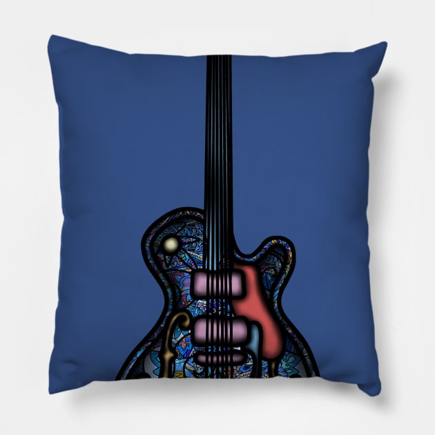 Blue Guitar Pillow by Zodiart
