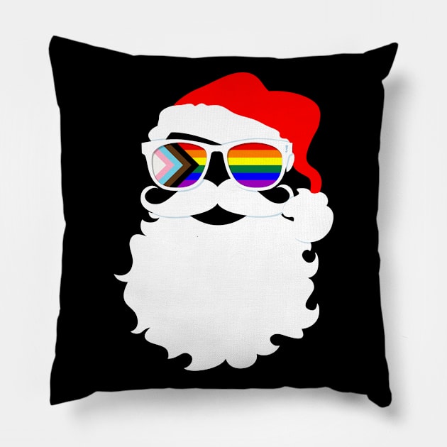 Santa Claus LGBTQ Progress Pride Flag Sunglasses Pillow by wheedesign