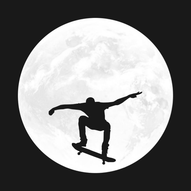 Skateboarder Silhouette in Full Moon by ChapDemo