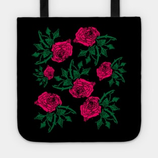 Rose Floral Line Art Pattern Tote