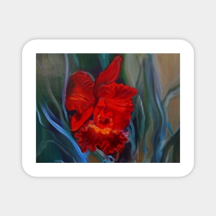 Red Orchid Jungle Magnet