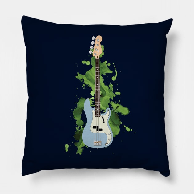 P-style Bass Guitar Sonic Blue Color Pillow by nightsworthy