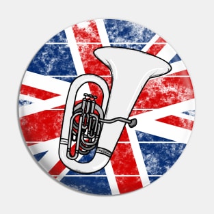 Tuba UK Flag Britain Tubaist British Musician Pin