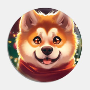 Cute Akita Inu Drawing Pin