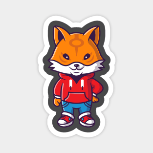 Cute Cool Fox Wearing Jacket Cartoon Magnet