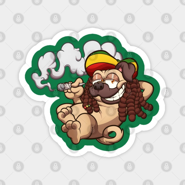 Rasta Pug Smoking A Joint Magnet by TheMaskedTooner