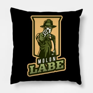 Man's Pointing A Gun | Molon Labe Pillow