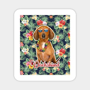 Dachshund Summer Funky Hawaiian, Hawaii Style, Dog Personalized Hawaiian Magnet