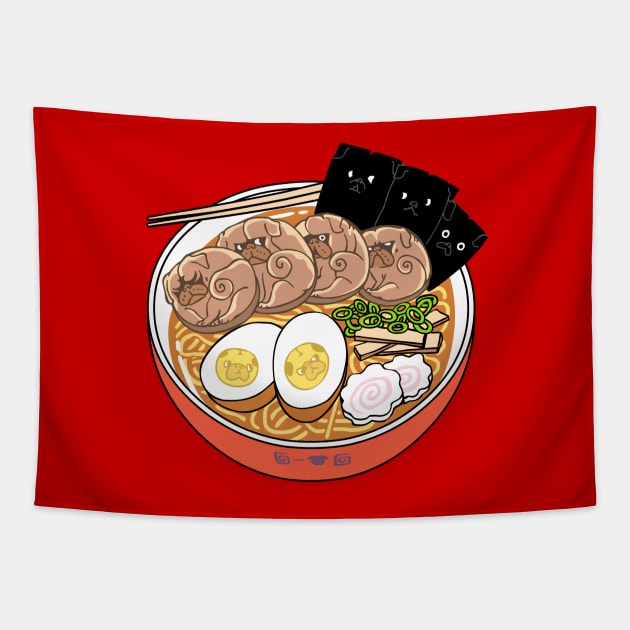 RAMEN PUGS Tapestry by huebucket