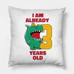 I'm Already 3 Years Old // 3rd Birthday T-Rex Dinosaur Pillow