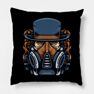 Steampunk Skull With Gas Mask Pillow