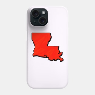 Bright Red Louisiana Outline Phone Case