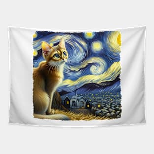 Singapura Starry Night Inspired - Artistic Cat Tapestry