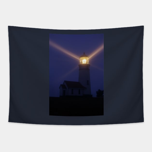 Cape Blanco Lighthouse at Night - Oregon, USA Tapestry by mcdonojj