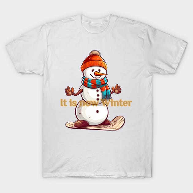 Snowman on Snowboard - Snowman - T-Shirt