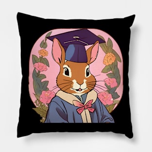 Graduating Student Rabbit Girl Happy Graduation Day Pillow