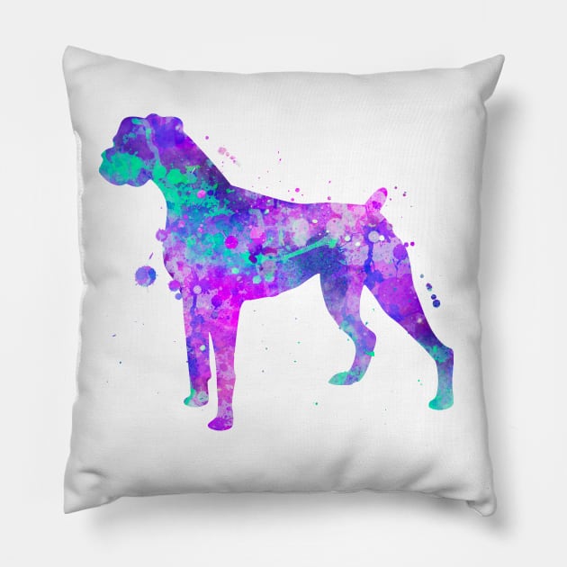 Boxer Dog Watercolor Painting Pillow by Miao Miao Design