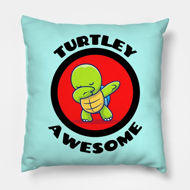 Turtley Awesome - Turtle Pun Pillow by Allthingspunny