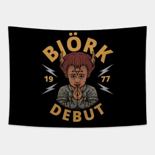 Bjork - Debut 1977 // Original Illustration Fan Art Designs Tapestry