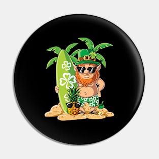 Leprechaun Hawaiian Surfing St Patricks Day Hawaii Pin