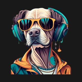 Hipster Labrador in colorful with  sungless and headphones T-Shirt