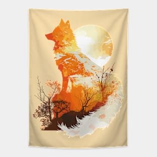 Fox deity silhouette Tapestry