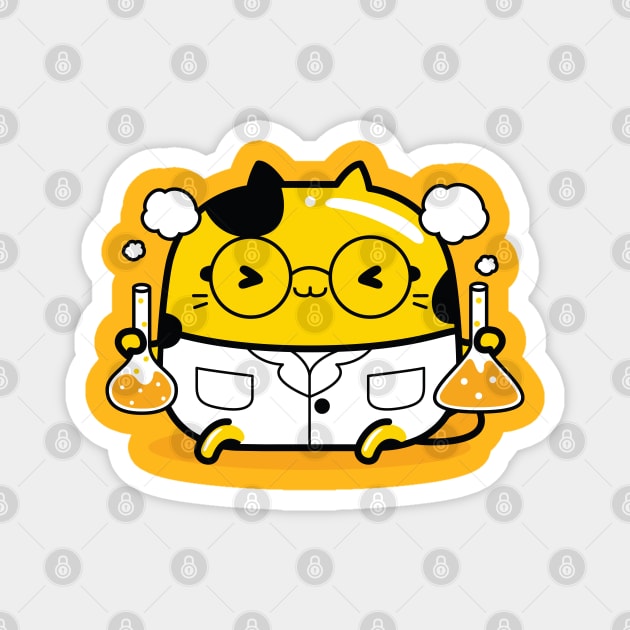 yellow cat chemist profession Magnet by MEDZ