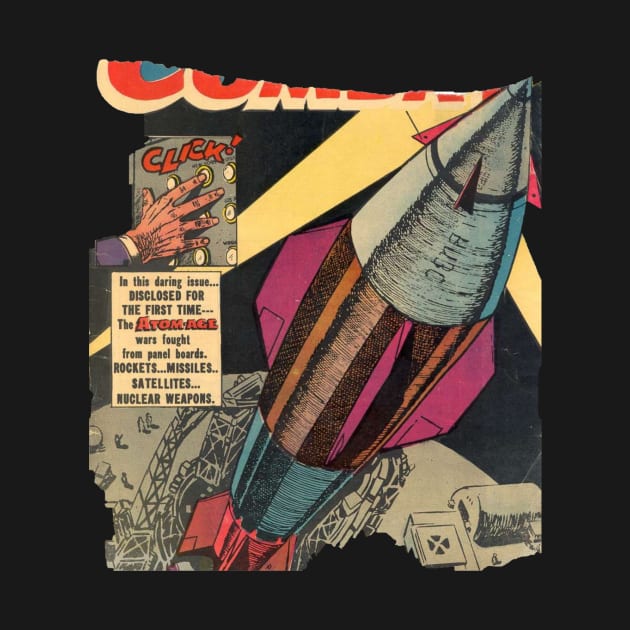 1950's Style Sci Fi Science Comic Book Cover Atomic War Rocket Artwork by New East 