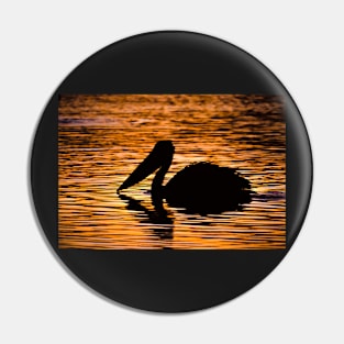 Pelican Silhouette at Sunset Pin