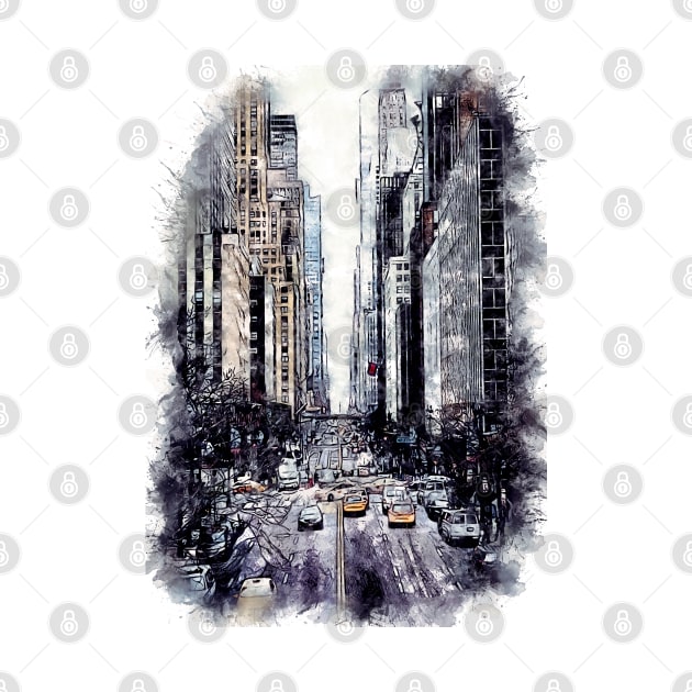 New York City Streets Travel Poster Series watercolor ink edition 01 by Naumovski