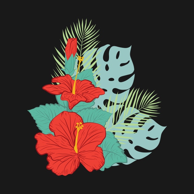 Hibiscus and Palms by SWON Design