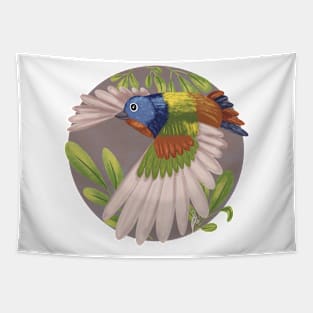 Flying Painted Bunting Dot Tapestry