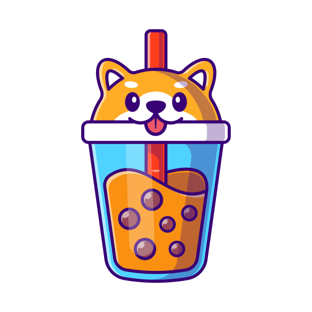 Cute Shiba Inu Milk Tea Boba Cartoon by Catalyst Labs