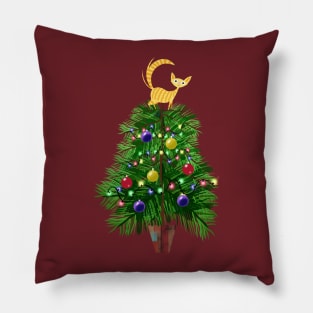 The Ginger Cat and the Christmas Tree Pillow