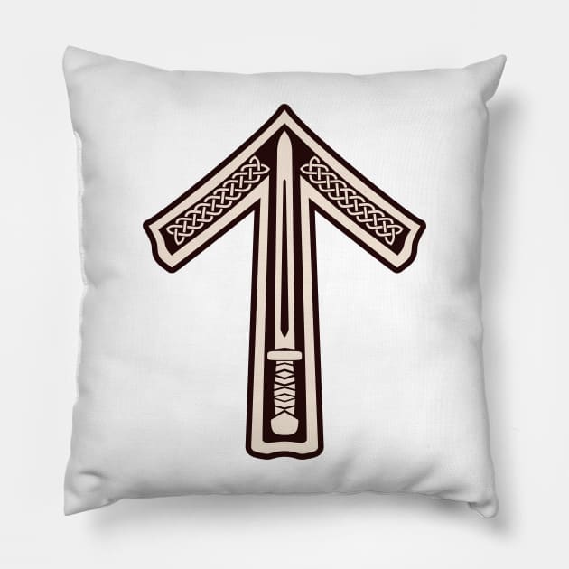 Tyr / Tiwaz - Bone and Burnt Wood - Viking / Norse / Saxon Futhark Rune Pillow by SolarCross