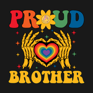 Rainbow Skeleton Heart Proud Brother LGBT Gay Lesbian Pride T-Shirt