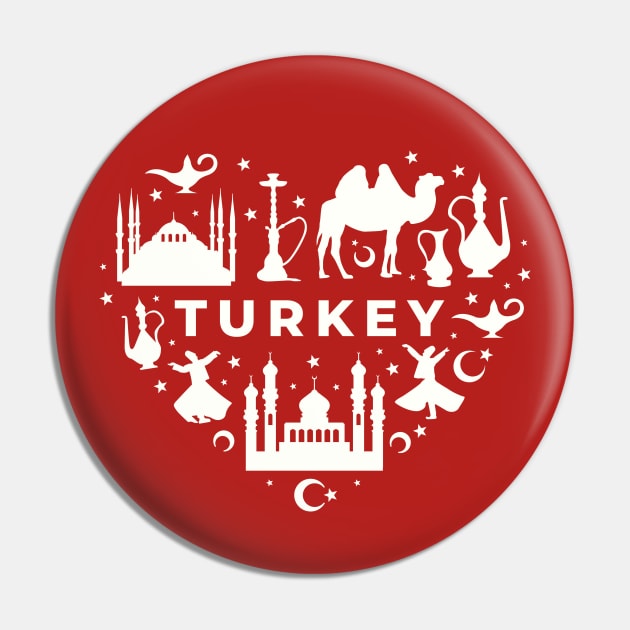 Turkish Icons in a Heart Shape // Turkey Pride Pin by Now Boarding