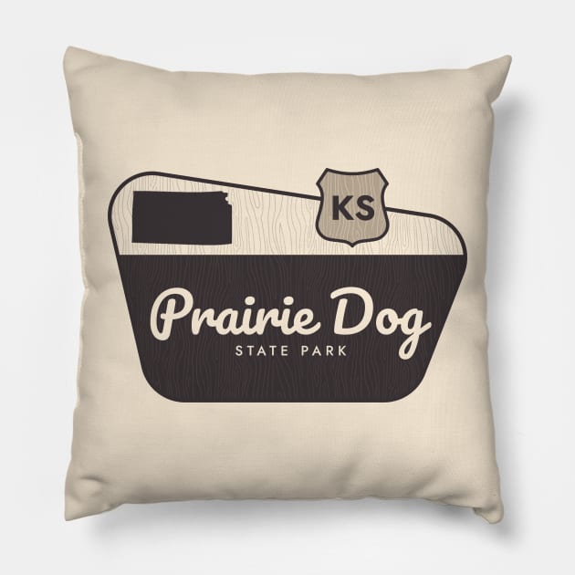 Prairie Dog State Park Kansas Welcome Sign Pillow by Go With Tammy