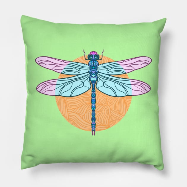 Geometric Dragonfly Pillow by RiaoraCreations