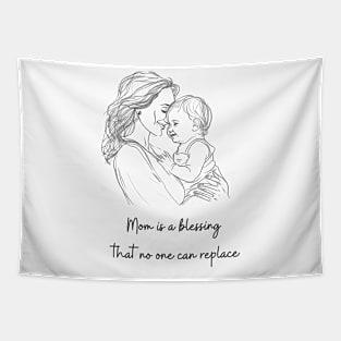 Mom and child in a hug Tapestry