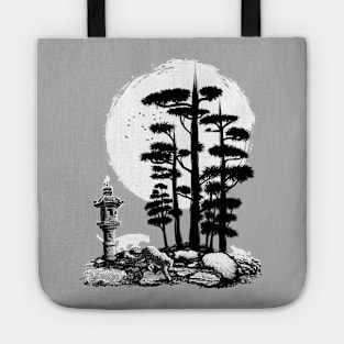 Japanese landscape with leopard Tote