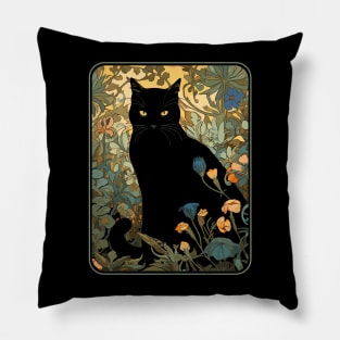 Cottagecore Aesthetic Cat Flowers Nature Garden Lover Pillow