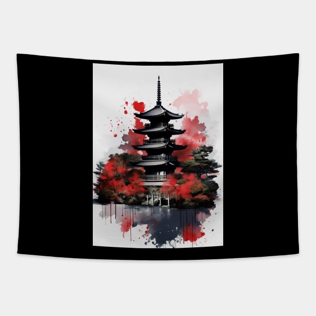 Japanese Pagoda Tapestry by Durro