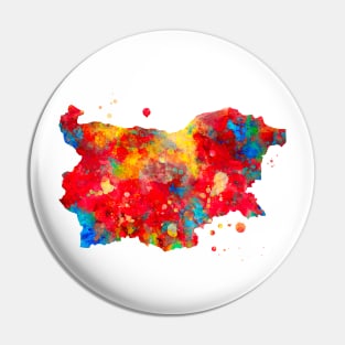 Bulgaria Map Watercolor Painting Pin