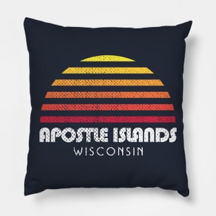 Apostle Islands Wisconsin Retro Sunset Pillow