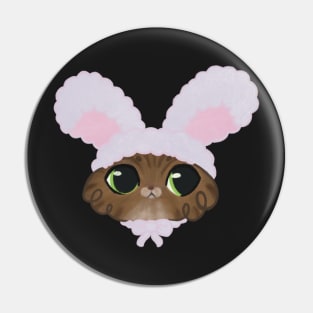 Cat in a bunny hat Pin