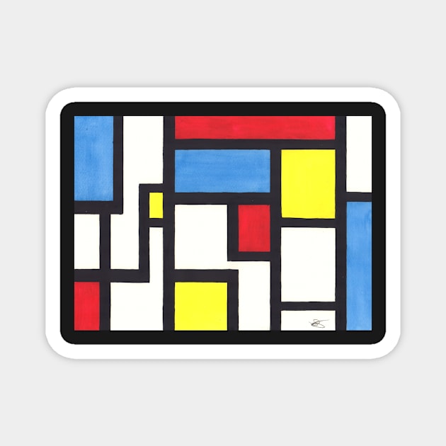 Tribute to Mondrian I Magnet by jamesknightsart