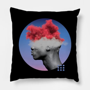 Abstract Vaporwave Head Retro Aesthetic Synthwave Cyberpunk Afroamerican Pillow