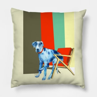 Great Dane in an Eames chair with Mid Century Design Pillow