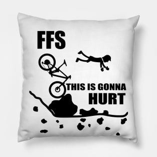 Cycling Crash Funny Mountain Biking "FFS This Is Gonna Hurt" Cartoon Mountain Bike Pillow